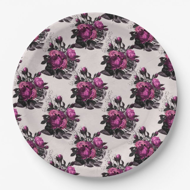 Purple Rose Paper Plate (Front)