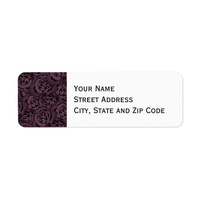 Purple Rose Pattern Return Address Label (Front)