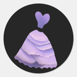 Purple Rose Petal Bridesmaid Dress - Heart Bodice Classic Round Sticker