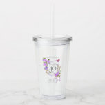 Purple Rose Ribbon 40th Birthday Acrylic Tumbler<br><div class="desc">Beautiful chic Acrylic Tumbler with ribbon,  roses
and butterfly design. 
This Acrylic Tumbler also comes will omparable paper plate and napkin.</div>