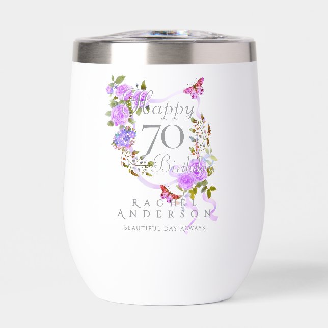 Purple Rose Ribbon 70th Birthday (Front)