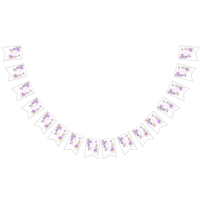 Purple Rose Ribbon Monogram  Bunting (All)