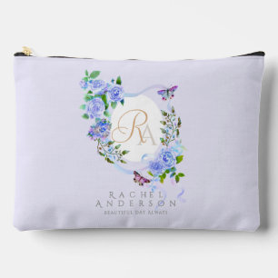 Purple Rose Ribbon Monogram Print Cut Sew Bag