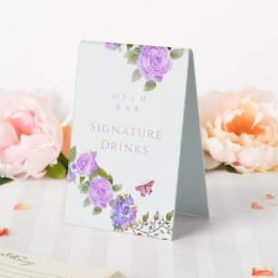 Purple Rose Ribbon Monogram Wedding Bar