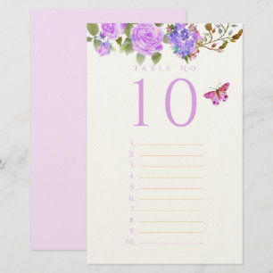 Purple Rose Ribbon Monogram Wedding Guest List Stationery