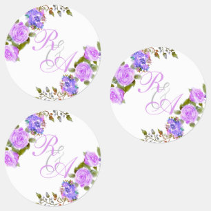 Purple Rose Ribbon Monogram Wedding Invitation