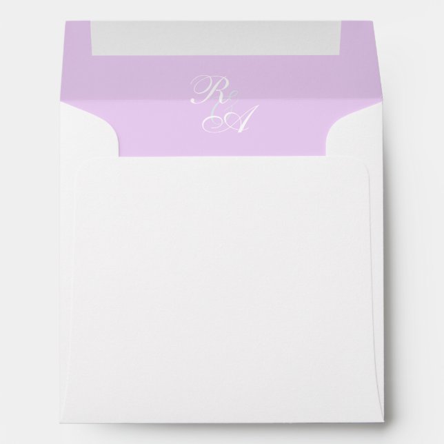 Purple Rose Ribbon Monogram Wedding Invitation Envelope (Back (Bottom))
