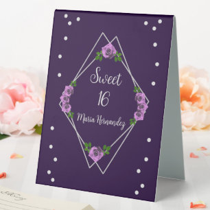 Purple Rose Silver Geometric Sweet 16