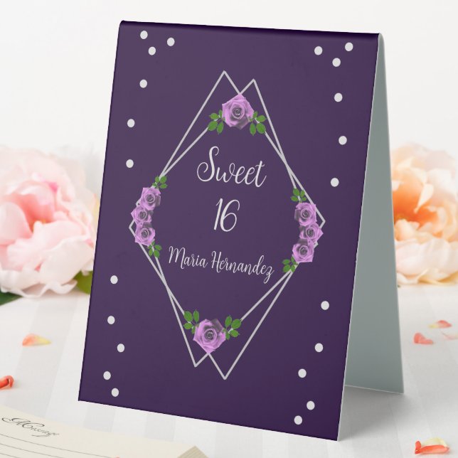 Purple Rose Silver Geometric Sweet 16 (In SItu (Wedding))