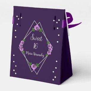 Purple Rose Silver Geometric Sweet 16 Favour Box