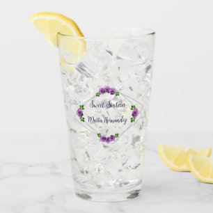 Purple Rose Silver Geometric Sweet 16 Glass