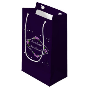 Purple Rose Silver Geometric Sweet 16 Small Gift Bag