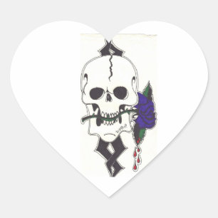Purple Rose Skull Sticker