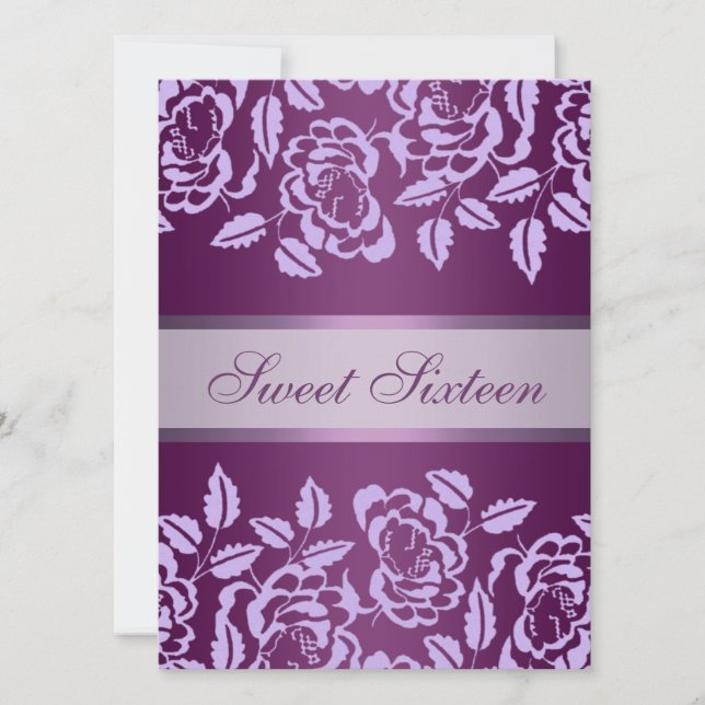 Purple Rose Sweet16 Birthday Invite (Front)