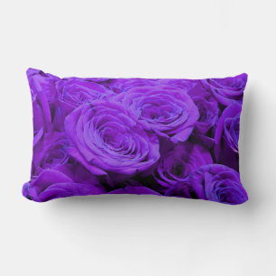 Purple Rose, vibrant purple blue flowers Lumbar Cushion