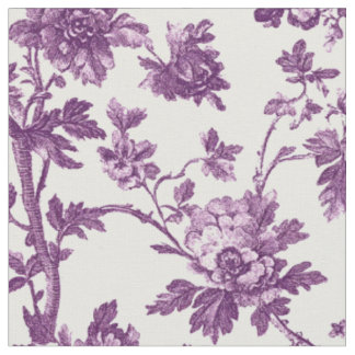 Purple Rose Vine Toile Fabric