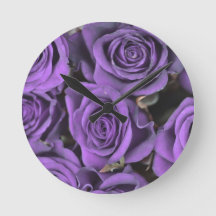 purple rose wall clock