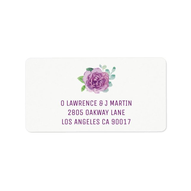 Purple Rose Watercolor Label (Front)