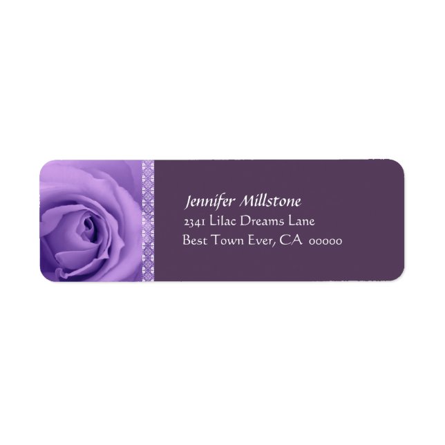 PURPLE Rose Wedding Address Label Return Address Label (Front)