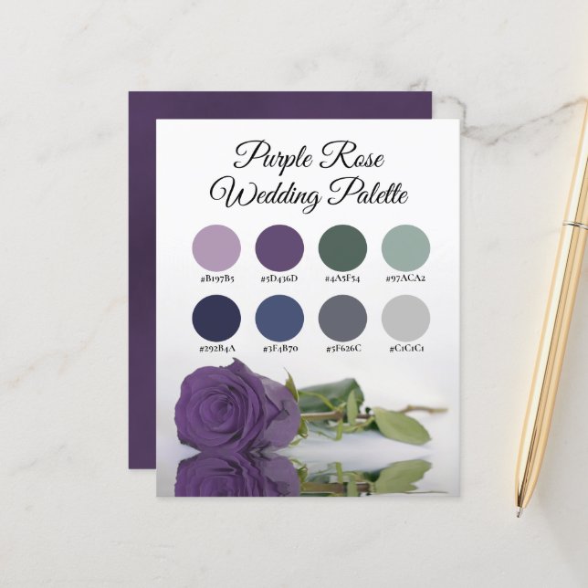 Purple Rose Wedding Colours Palette Sage Navy Grey (Front/Back In Situ)