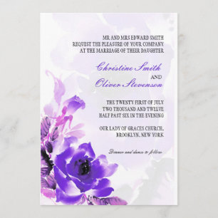 Purple Rose Wedding Invitation