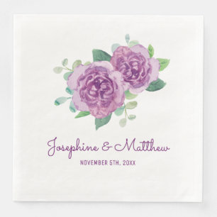 Purple Rose Wedding Napkin