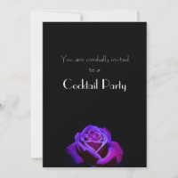 Purple Rose With Droplets on Black Cocktail Party