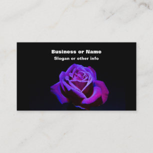 Purple Rose With Water Drops on Black Background Business Card