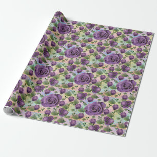 Purple Rose Wrapping Paper