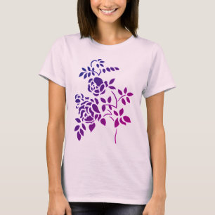 Purple Rosebud Stencil Art  T-Shirt