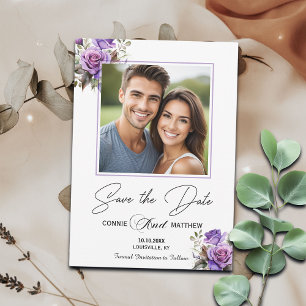 Purple Roses 1 Special Photo Wedding Save The Date