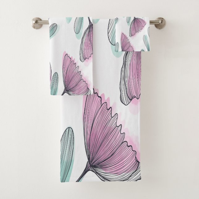 Purple roses bath towel set (Insitu)