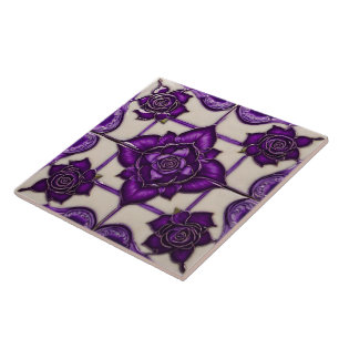 Purple Roses Beautiful Modern Collection Ceramic Tile