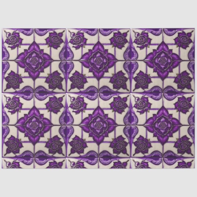 Purple Roses Beautiful Modern Collection Tissue Paper (Front)