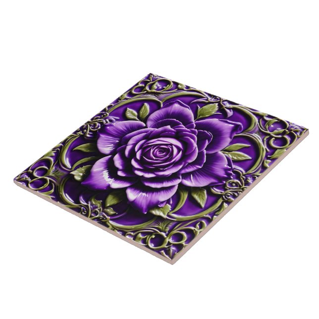 Purple Roses Beautiful Popular Collection Ceramic Tile (Side)