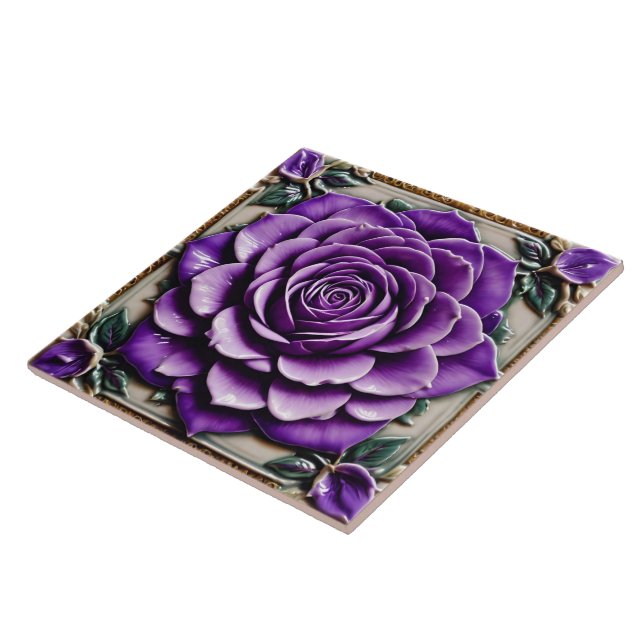 Purple Roses Beautiful Trendy Collection Ceramic Tile (Side)
