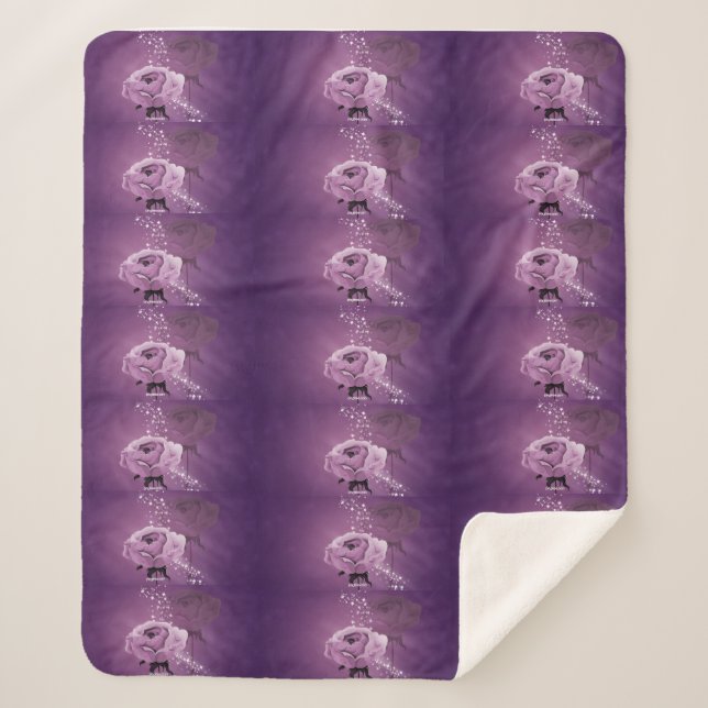 Purple roses blanket. sherpa blanket (Front)