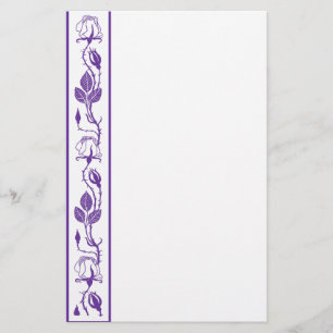 Purple Roses Border Stationery