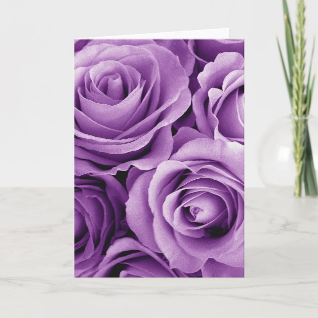 Purple Roses Bouquet Gift Item for Her Card (Front)