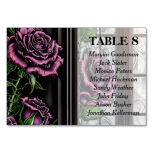Purple roses by the window - gothic style table number