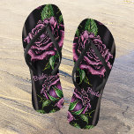 Purple roses by the window - gothic style thongs<br><div class="desc">These flip flops feautures a beautiful purple roses on a window. Cool gothic design! Perfect for a gothic beach wedding - custom text!</div>