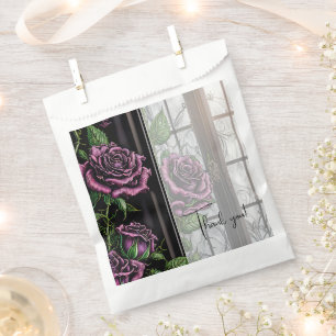 Purple roses by the window - gothic style wedding favour bag