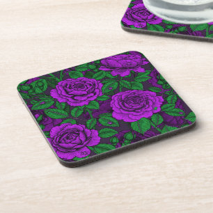 Purple roses coaster