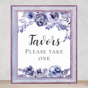 Purple Roses Elegant Floral Winter Wedding Favours Poster