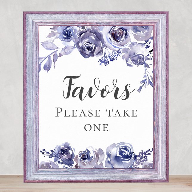Purple Roses Elegant Floral Winter Wedding Favours Poster (Creator Uploaded)