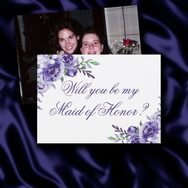Purple Roses | Elegant Photo Bridal Party Proposal Invitation (Creator Uploaded)