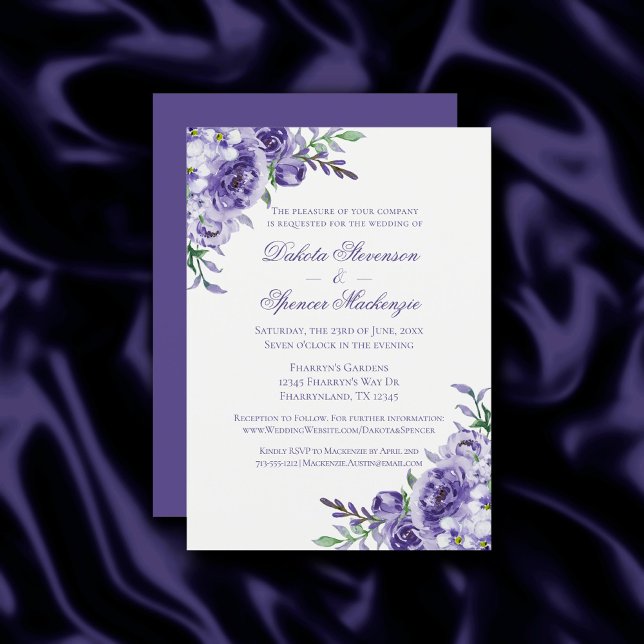 Purple Roses | Elegant Watercolor Floral Boho Invitation (Creator Uploaded)