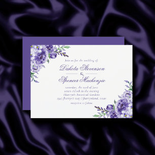 Purple Roses Elegant Watercolor Floral Boho Invitation