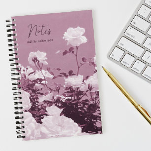 Purple Roses Floral Garden Custom Spiral Notebook