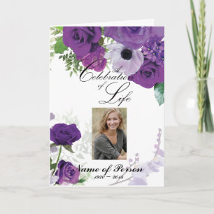 Purple Roses Funeral Program